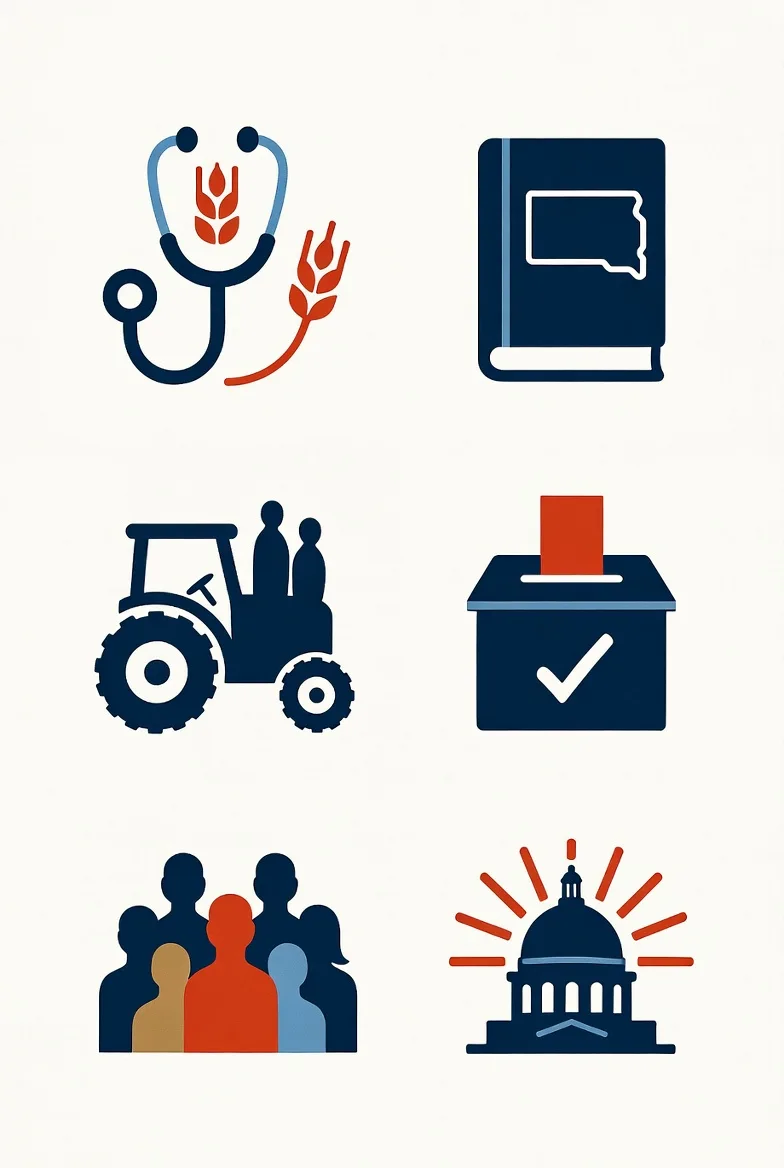 South Dakota Democrat policy framework icons